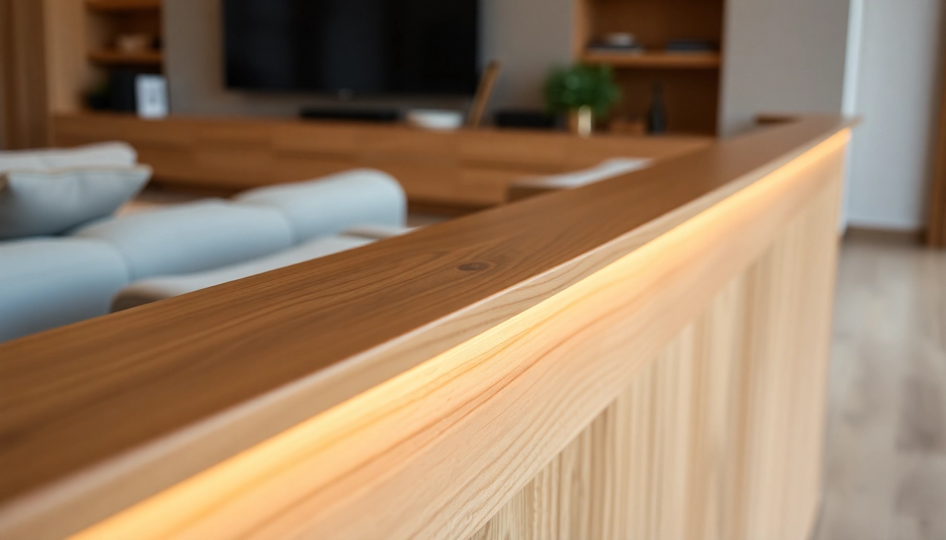 Finish trim installation showcasing precise joints and high-quality craftsmanship in a contemporary interior