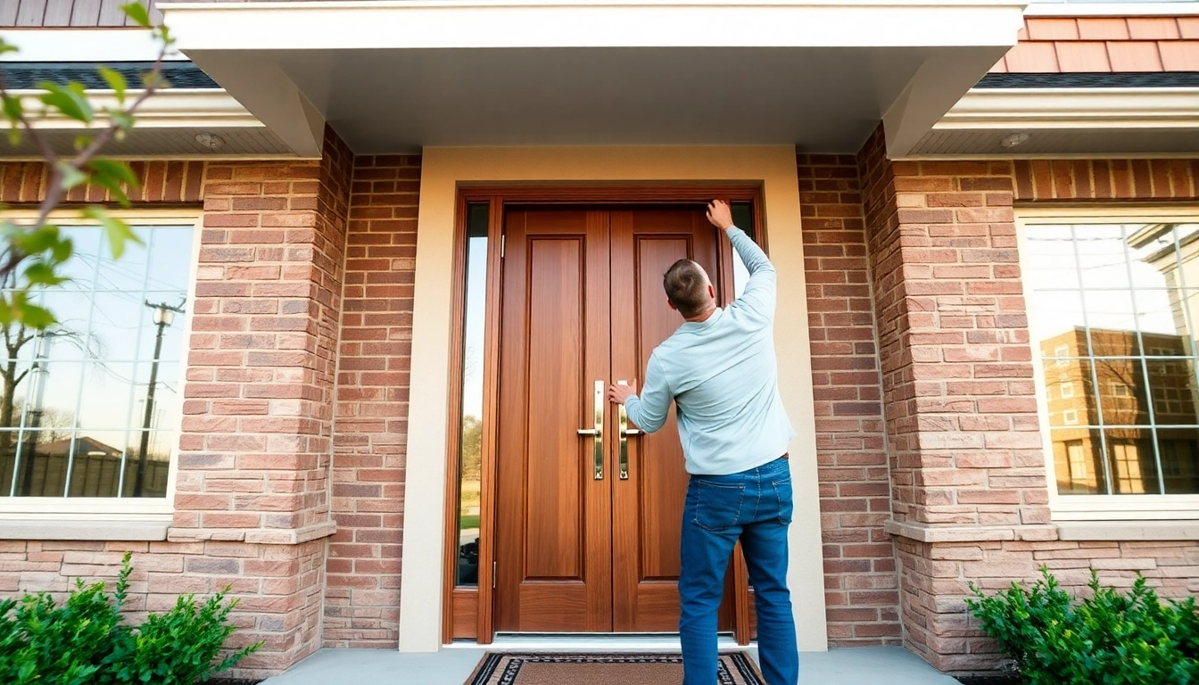 Front door replacement on a modern Indianapolis home with a premium entry.
