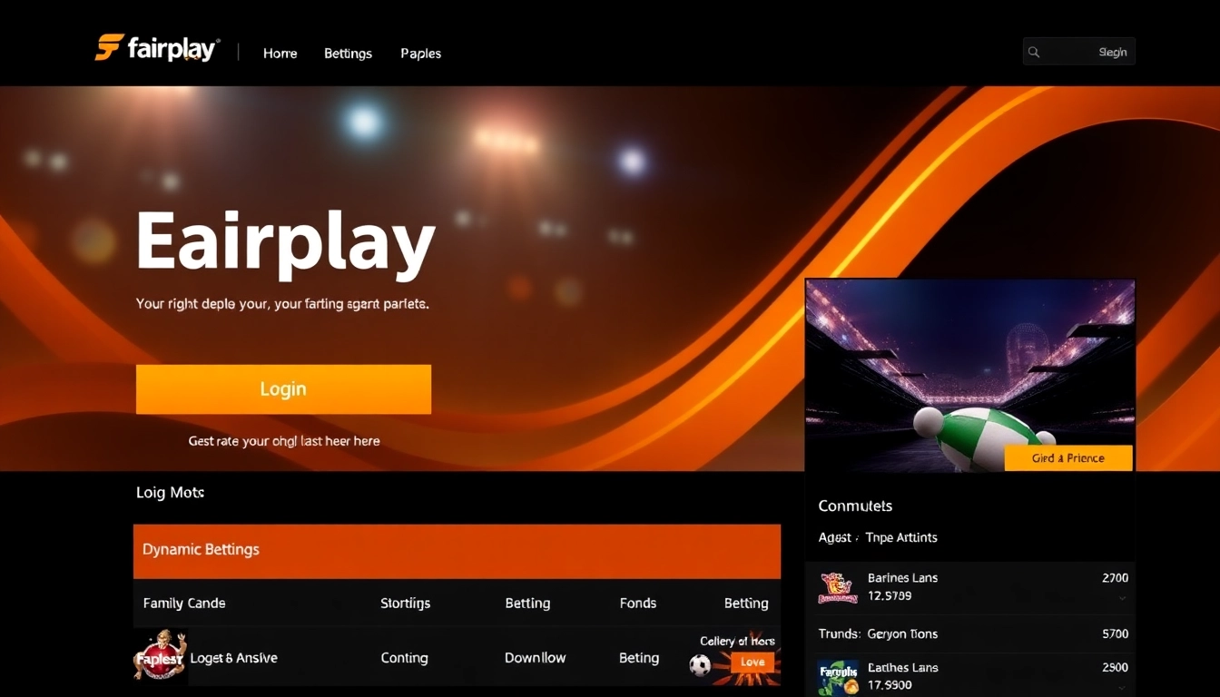 Fairplay online login screen showcasing modern sports betting interface with vivid colors and user-friendly design for seamless access.