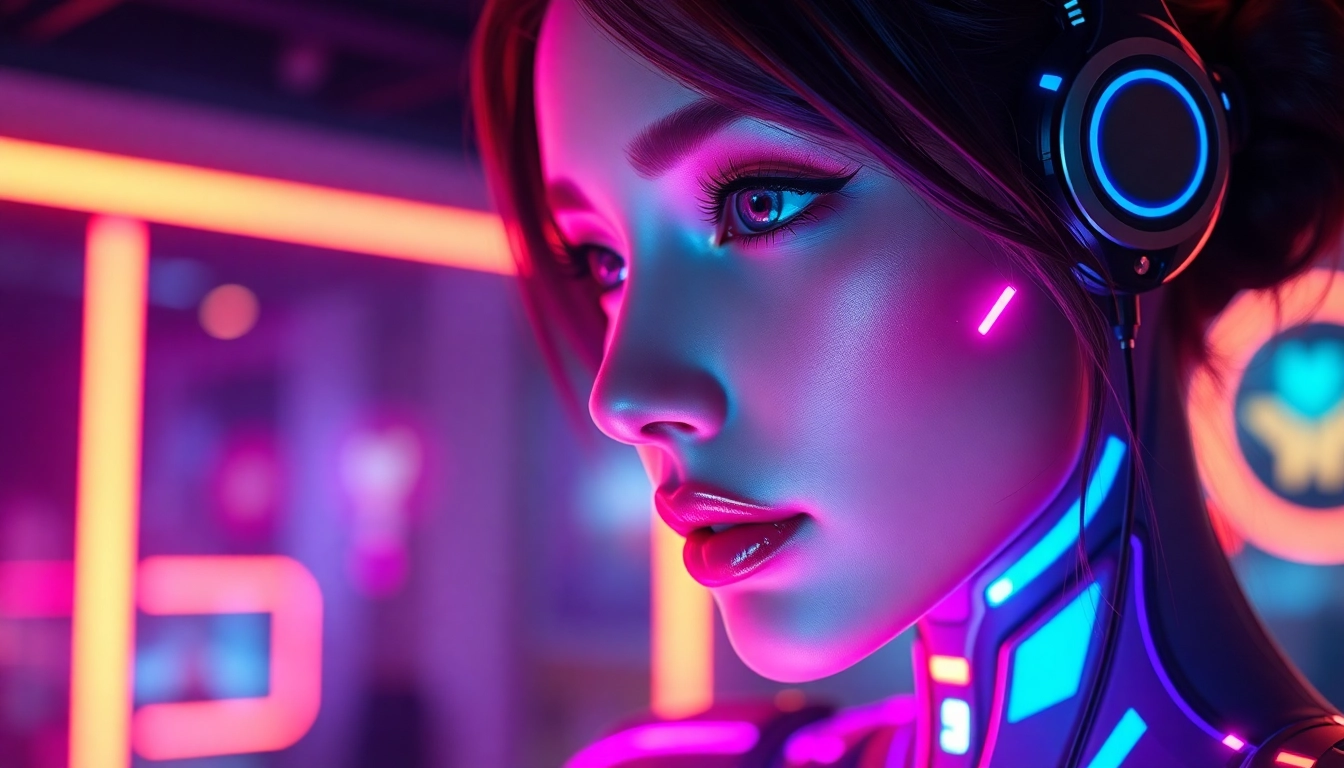 AI girlfriend engaging in a realistic, unfiltered NSFW chat in a virtual setting, with detailed facial expressions and vibrant colors, emphasizing intimacy and connection for screen readers.